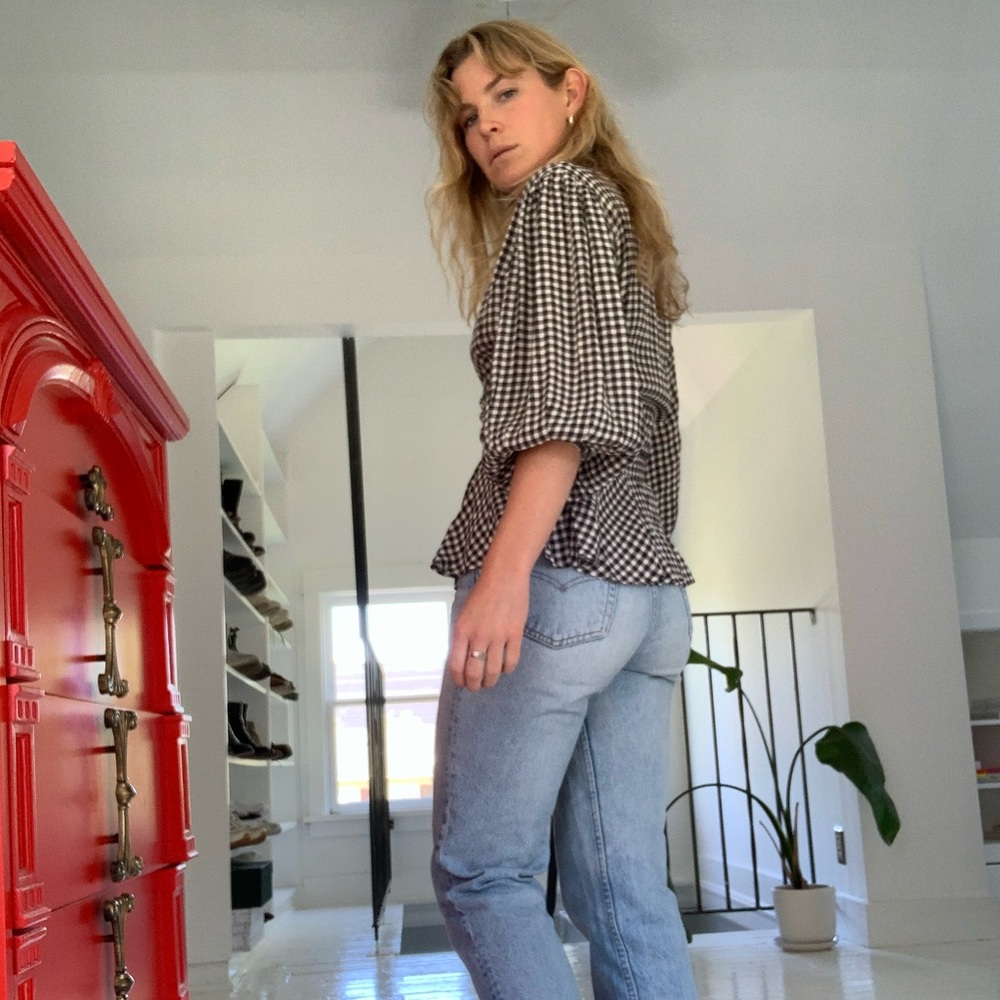 NEW GANNI gingham wrap top